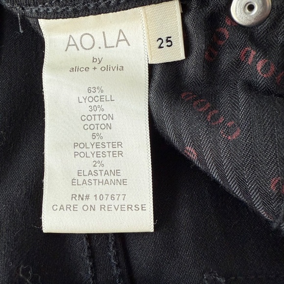 NWT AO.LA By Alice + Olivia Black High Rise Ankle Skinny Jean size 25 - Picture 8 of 10